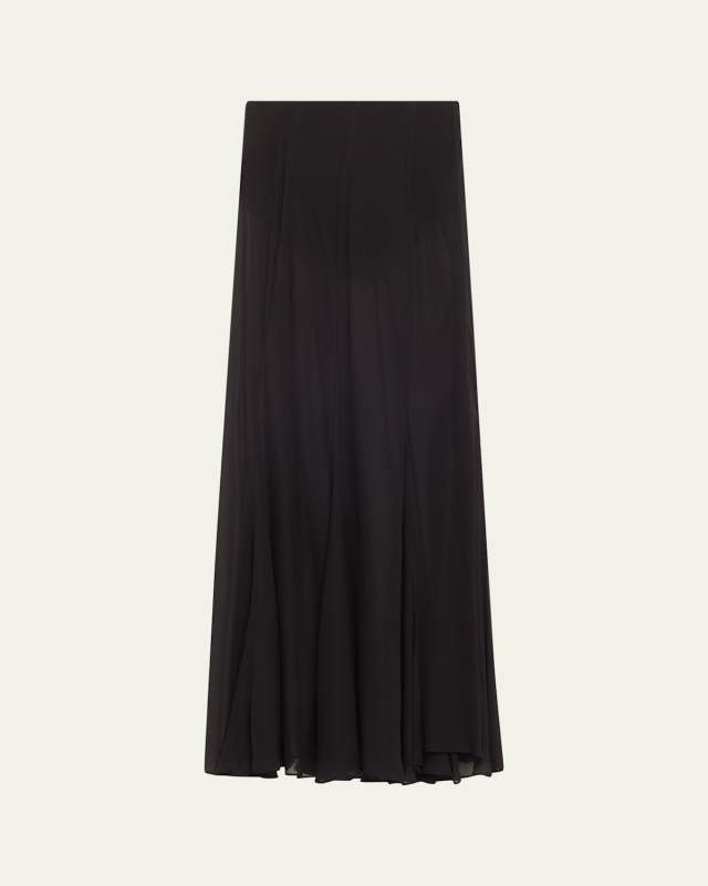 Paneled Silk Maxi Skirt